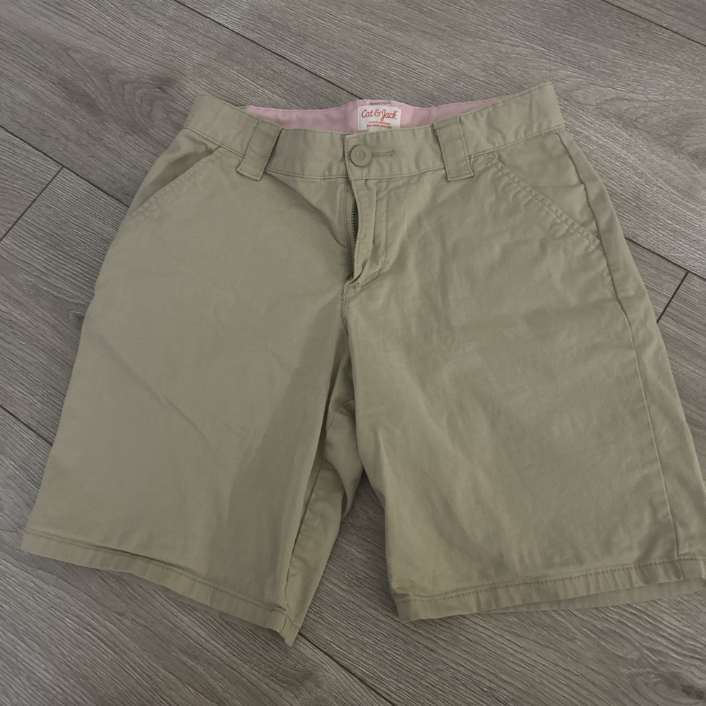 Girls youth 14 cat and jack khaki uniform shorts